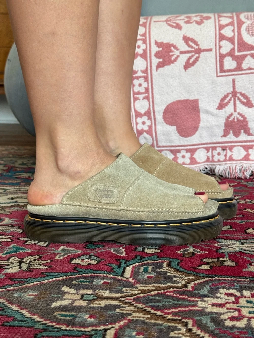 Dr Martens Vintage Suede Platform Chunky Slide Sandals